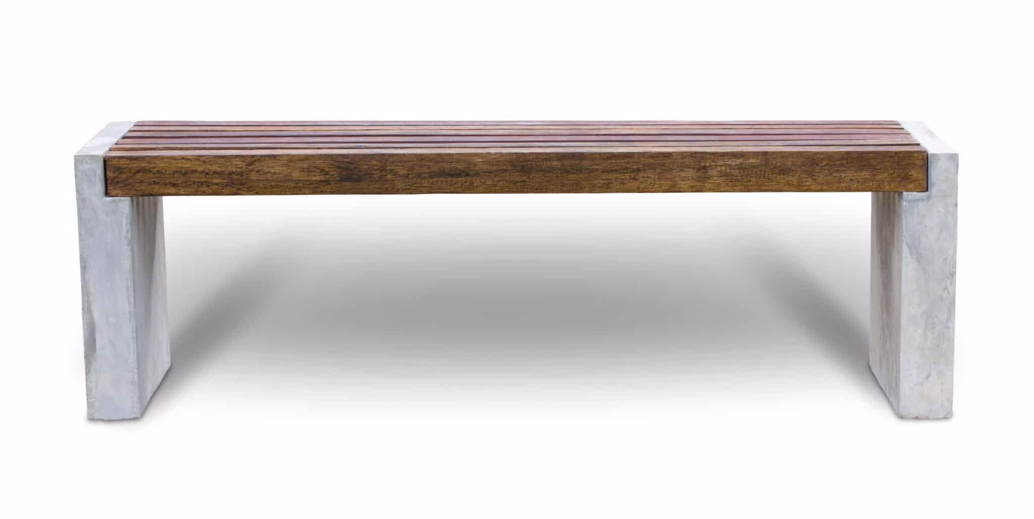 Snygg betongbänk med träsits